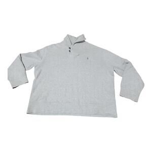 Ralph Lauren Polo Two Button Mock Neck Fleece Mens Size‎ XL Gray Sweater BB